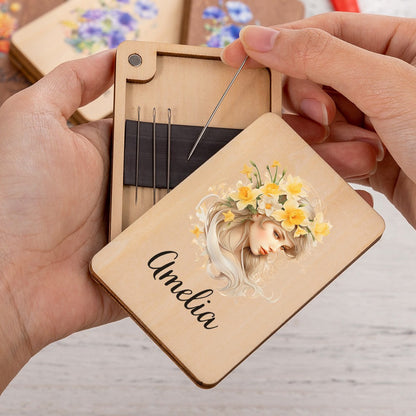 Personalized Birth Flower Needle Box with Name, photo 3