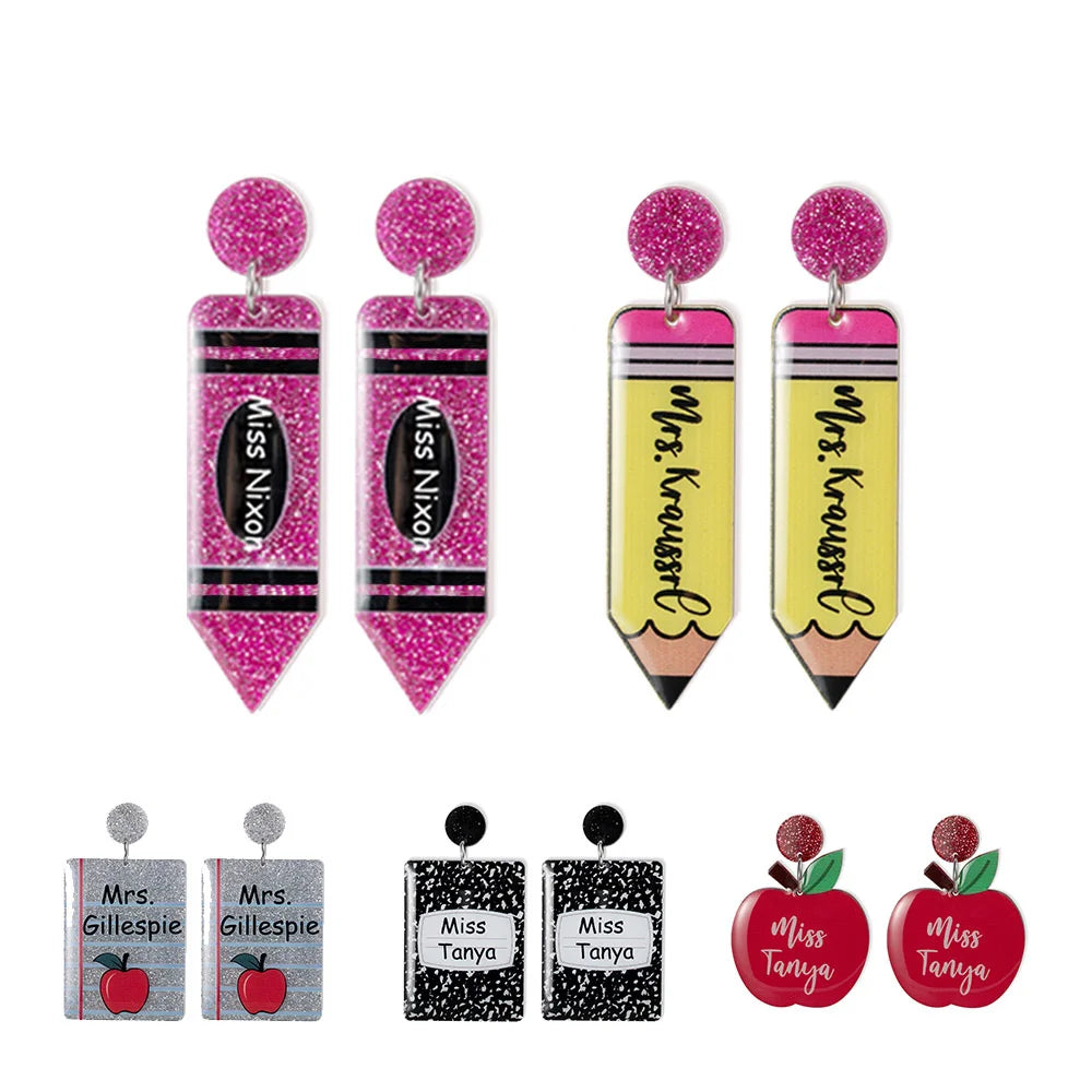 Personalized Name Teacher Earrings