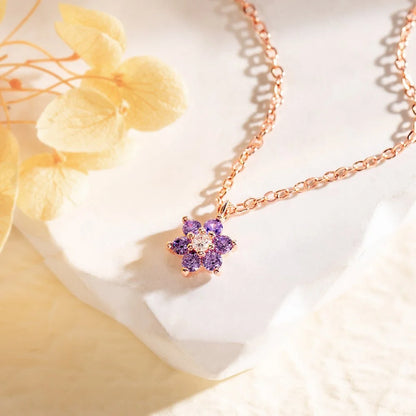 Personalized Floral Birthstone Necklace