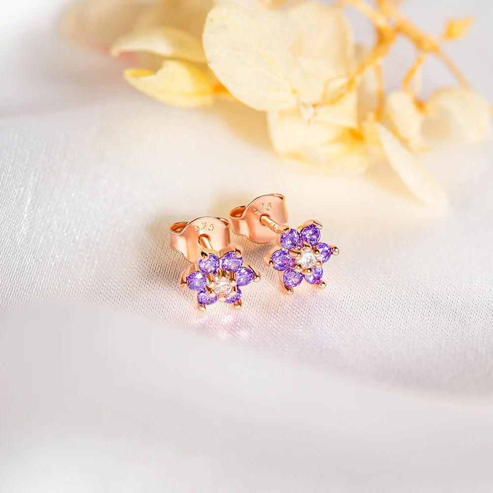 Custom Floral Birthstone Stud Earrings