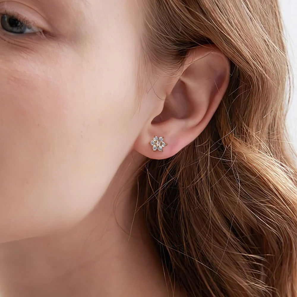 Custom Floral Birthstone Stud Earrings
