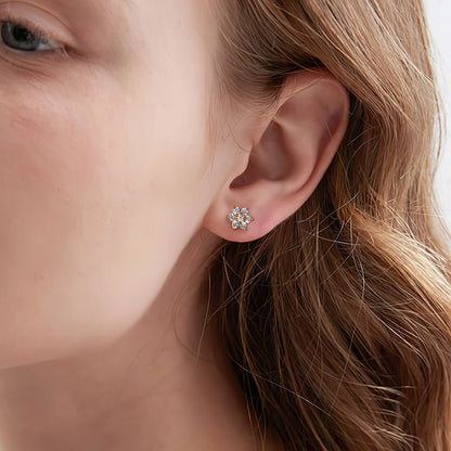 Custom Floral Birthstone Stud Earrings