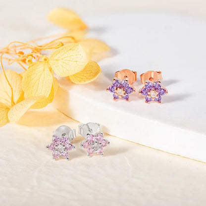 Custom Floral Birthstone Stud Earrings