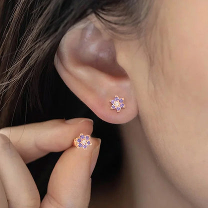 Custom Floral Birthstone Stud Earrings