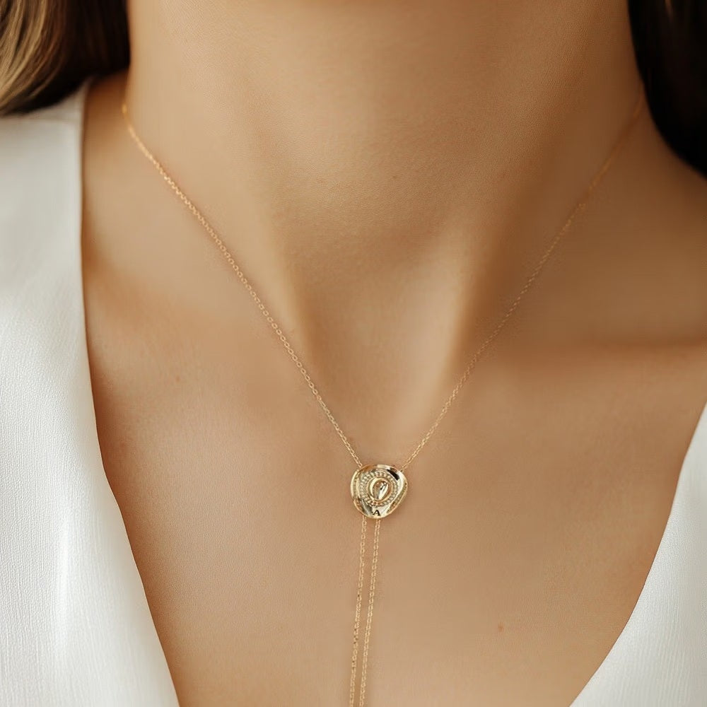 Initial Cowgirl Hat Adjustable Necklace