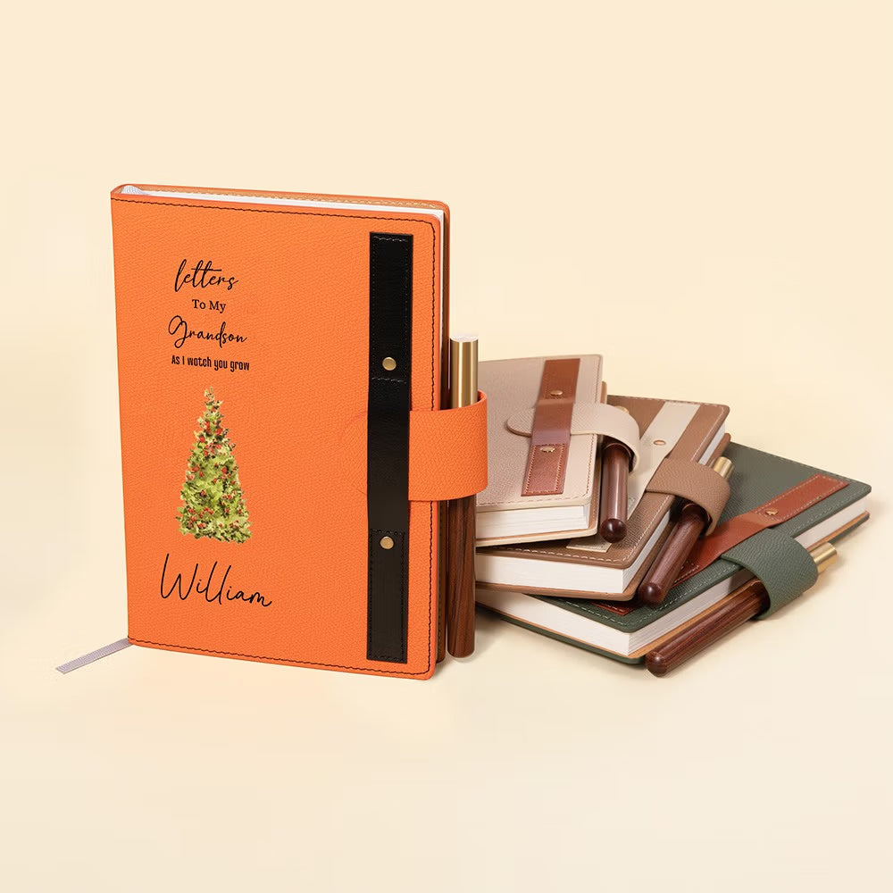 Personalisiertes Notizbuch mit Geburtsblume/Geburtsbaum, Erinnerungstagebuch mit Holzstift, Briefebuch an Enkel/Enkelin, Geschenk für Großeltern