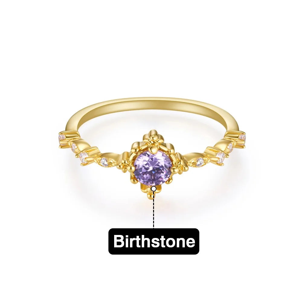 Personalized Dainty Birthstone Ring