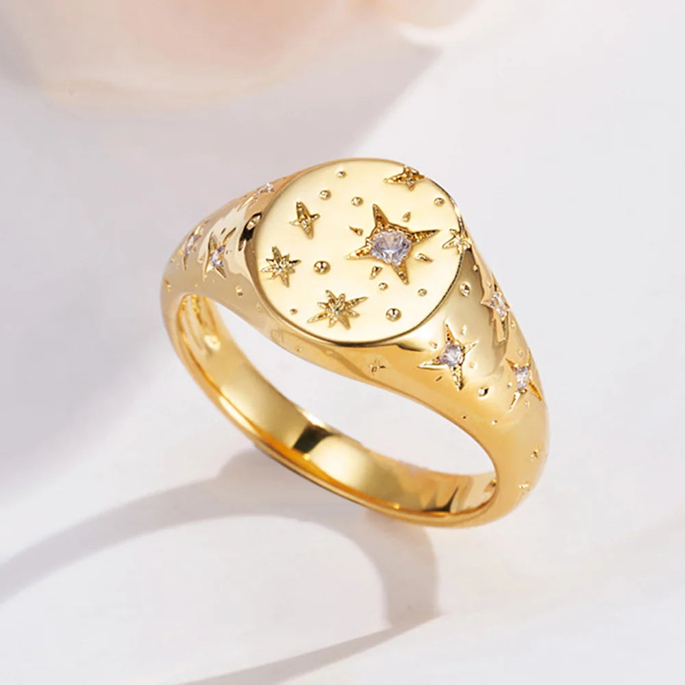 Orion Star Engraved Ring with Personalized Birthstone