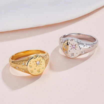 Orion Star Engraved Ring with Personalized Birthstone