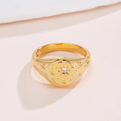 Orion Star Engraved Ring with Personalized Birthstone