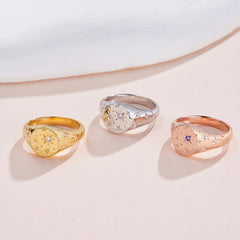 Orion-Stern-Ring mit Gravur und personalisiertem Geburtsstein