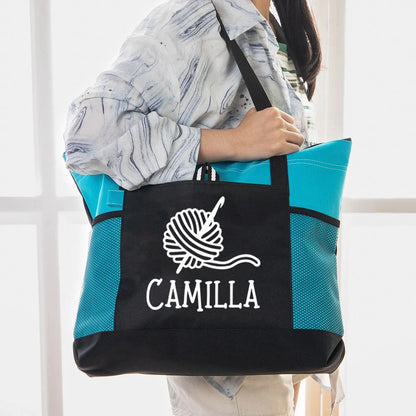 Custom Name Crochet Design Tote Bag