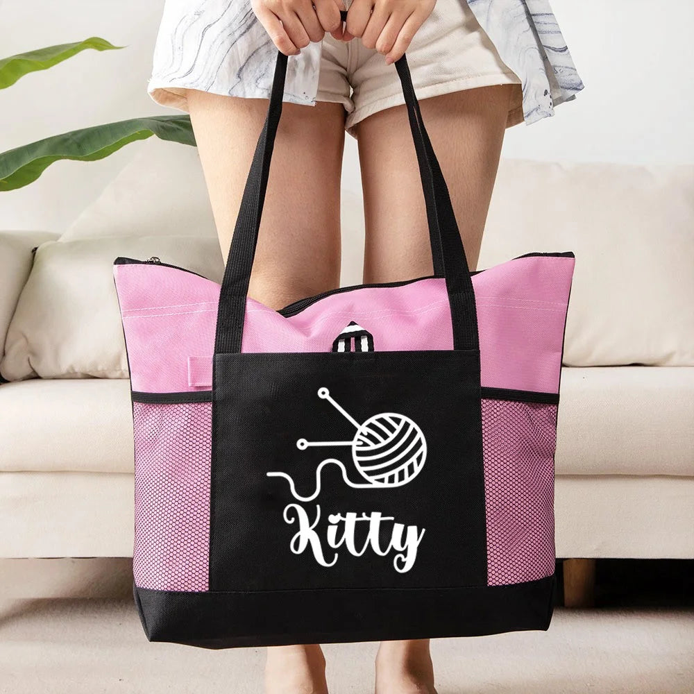 Custom Name Crochet Design Tote Bag
