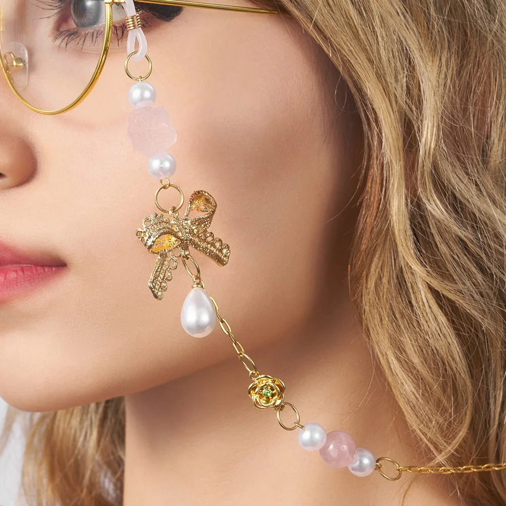 Birthstone & Birthflower Bow Eyeglasses Chain