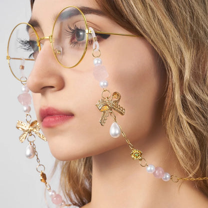 Birthstone & Birthflower Bow Eyeglasses Chain