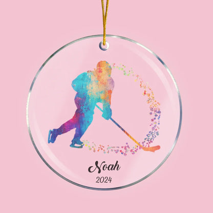Watercolor Ice Hockey Christmas Tree Ornament