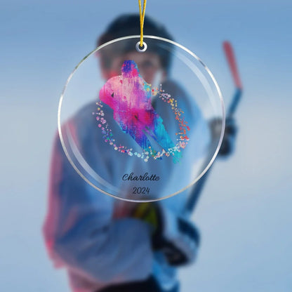 Watercolor Ice Hockey Christmas Tree Ornament