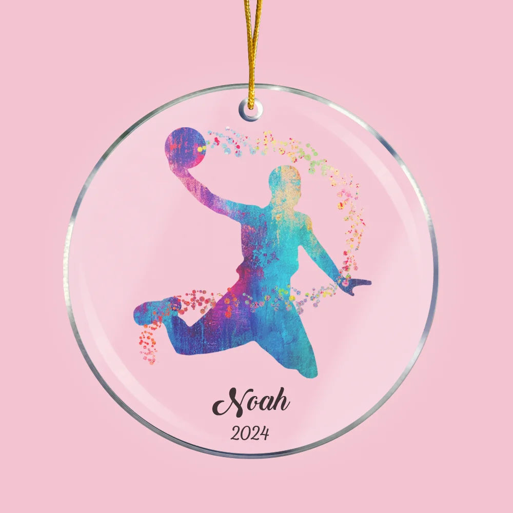 Watercolor Basketball Christmas Tree Ornament