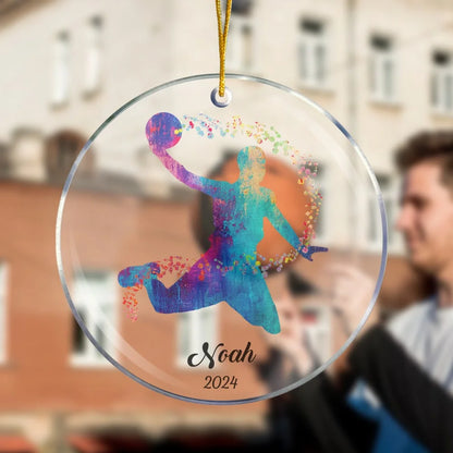 Watercolor Basketball Christmas Tree Ornament