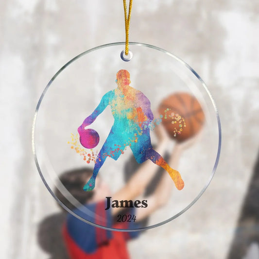 Watercolor Basketball Christmas Tree Ornament