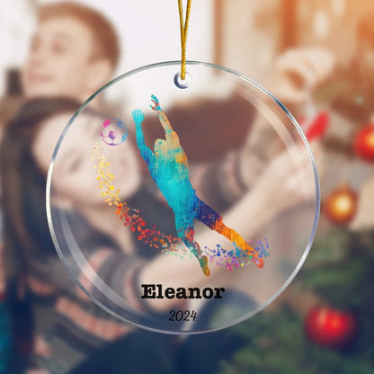 Watercolor Football Soccer Christmas Ornament