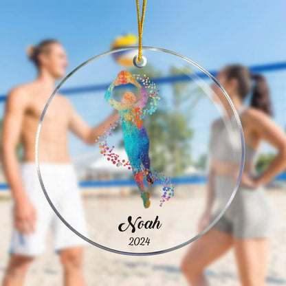 Watercolor Volleyball Christmas Tree Ornament