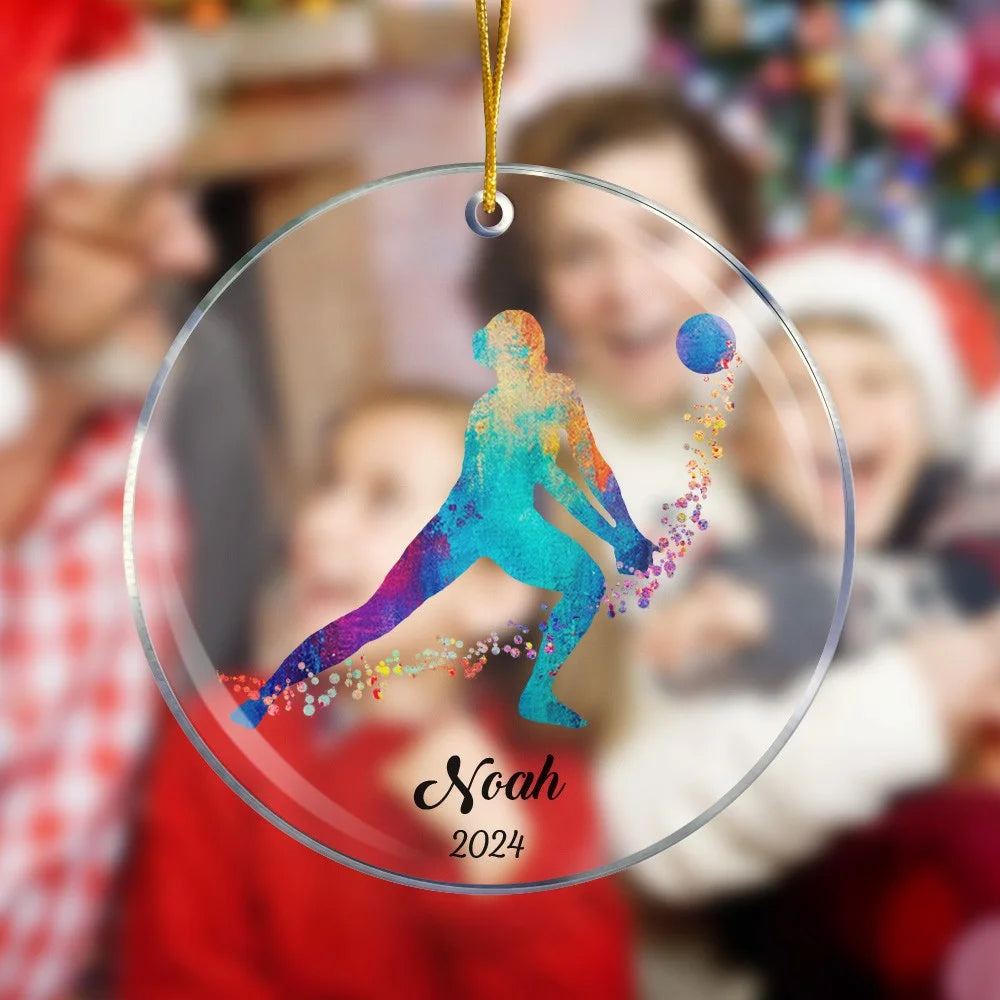 Watercolor Volleyball Christmas Tree Ornament