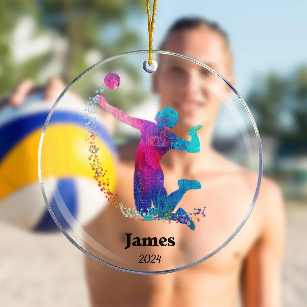 Watercolor Volleyball Christmas Tree Ornament