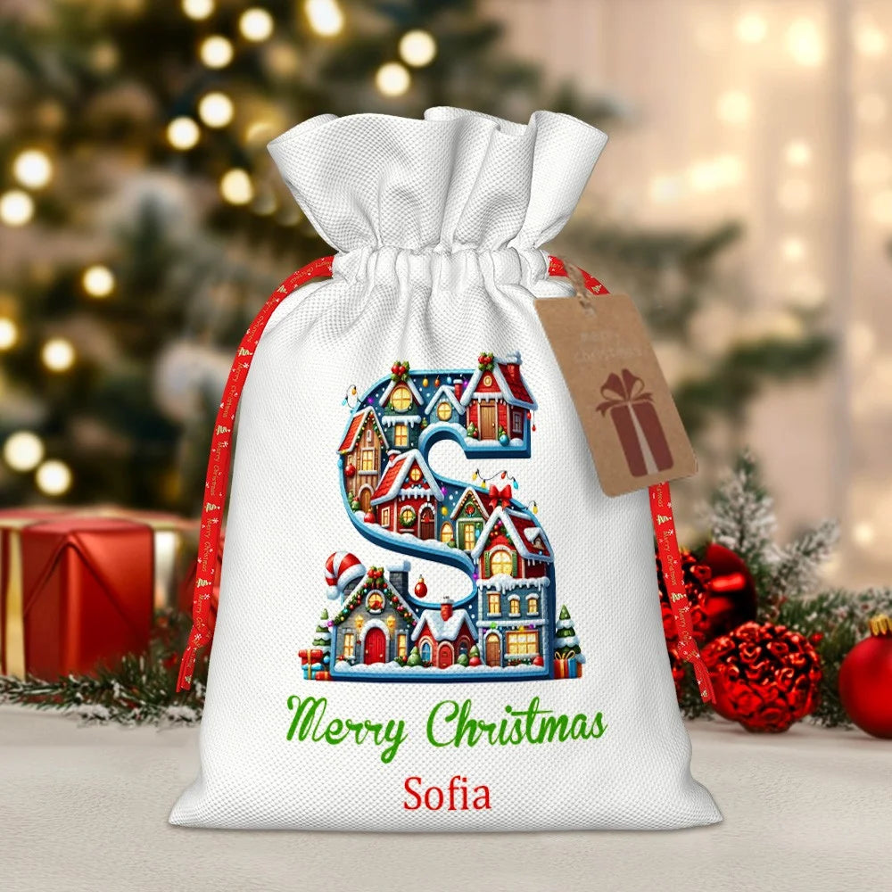 Personalized Name Christmas Themed Gift Bag