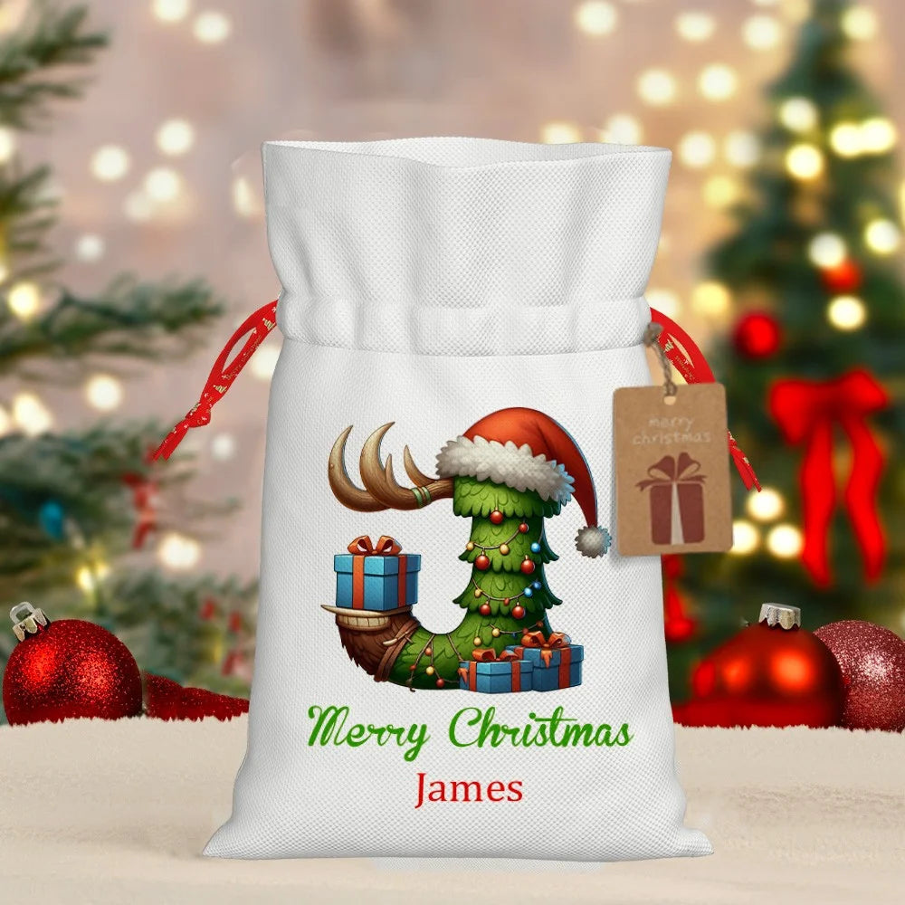 Personalized Name Christmas Themed Gift Bag