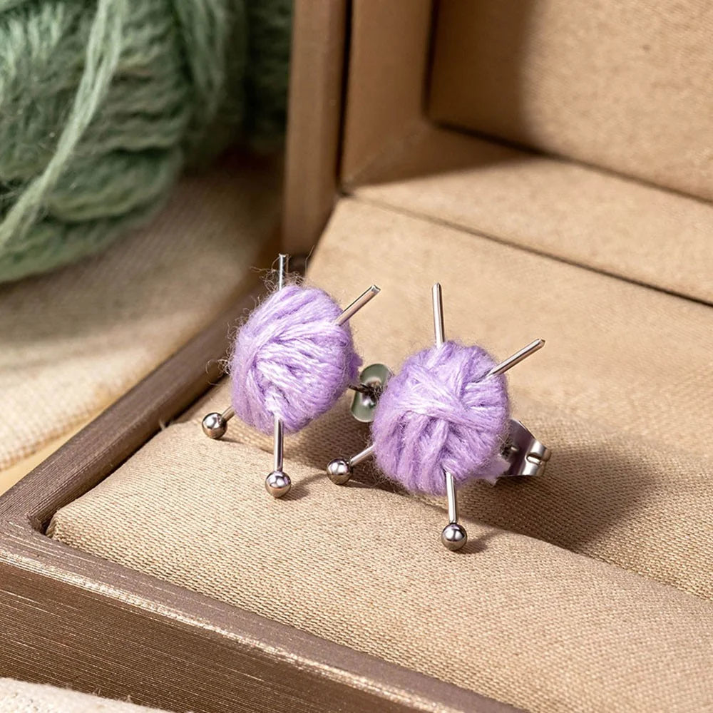 Tiny Yarn Balls Earrings