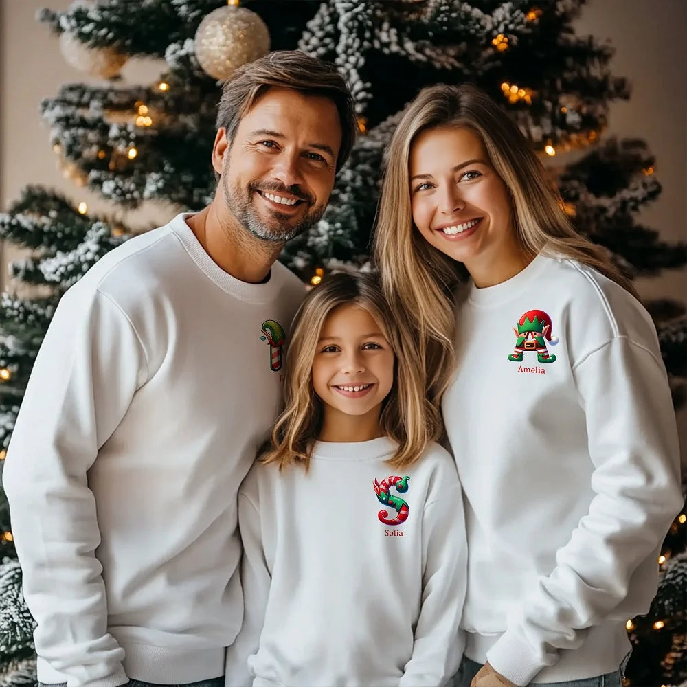 Custom Initial Family Christmas Sweatshirt