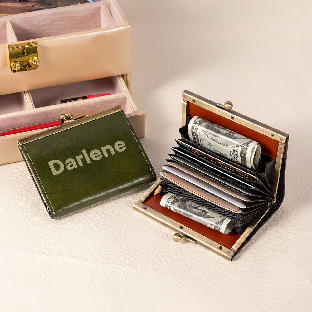 Custom Cowhide Leather Card Holder with Name