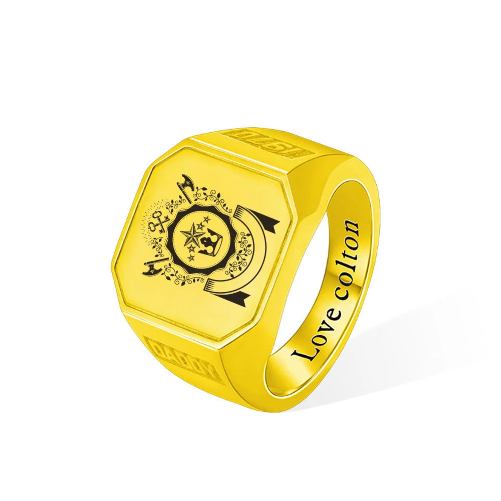 Square Champion Ring with Custom Logo