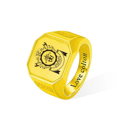 Square Champion Ring with Custom Logo
