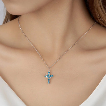 Personalized Cross Crown Necklace with Birthstone