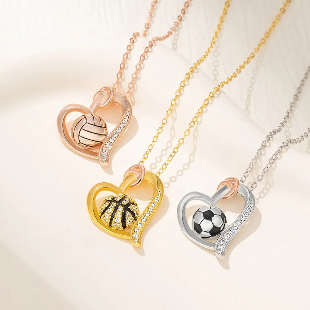 Personalized Ball Sports Heart Necklace