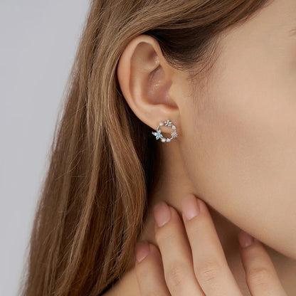 Butterfly Birthstone Pearl Floral Stud Earrings