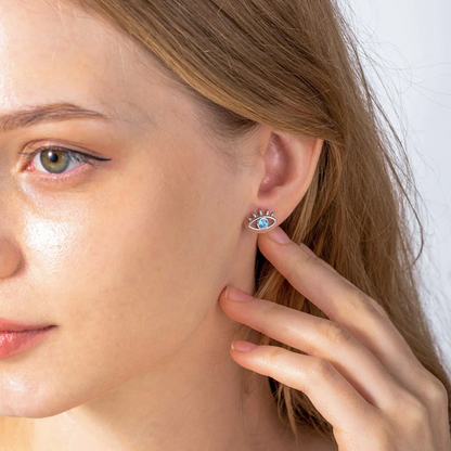 Personalized Birthstone Evil Eye Stud Earrings