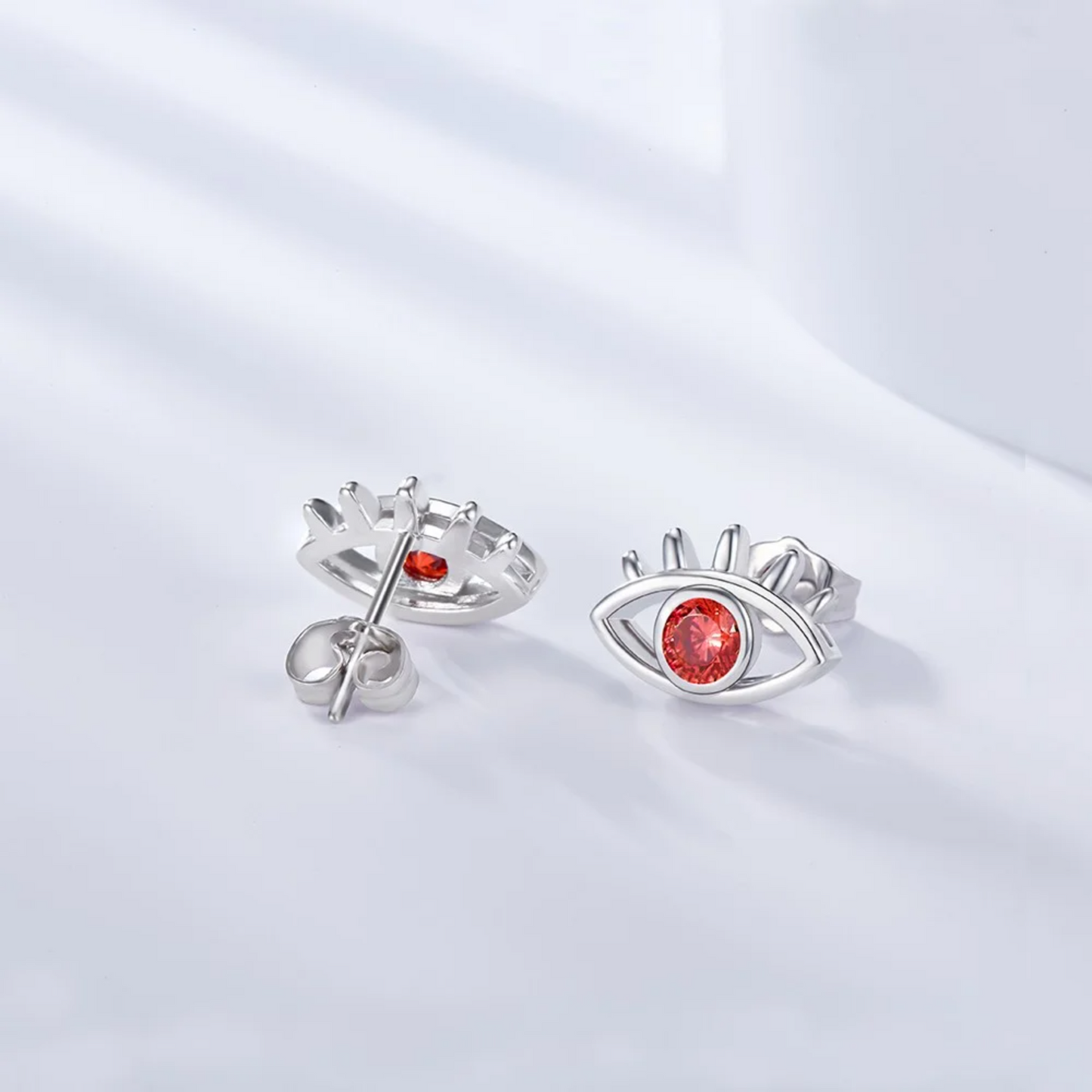 Personalized Birthstone Evil Eye Stud Earrings