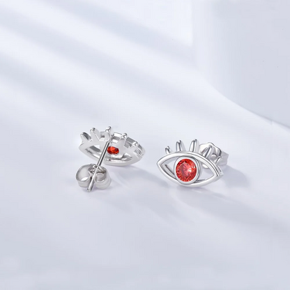 Personalized Birthstone Evil Eye Stud Earrings