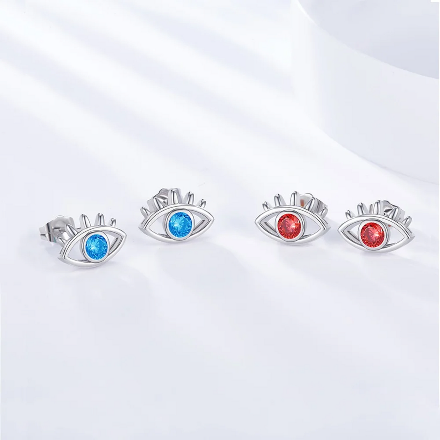 Personalized Birthstone Evil Eye Stud Earrings