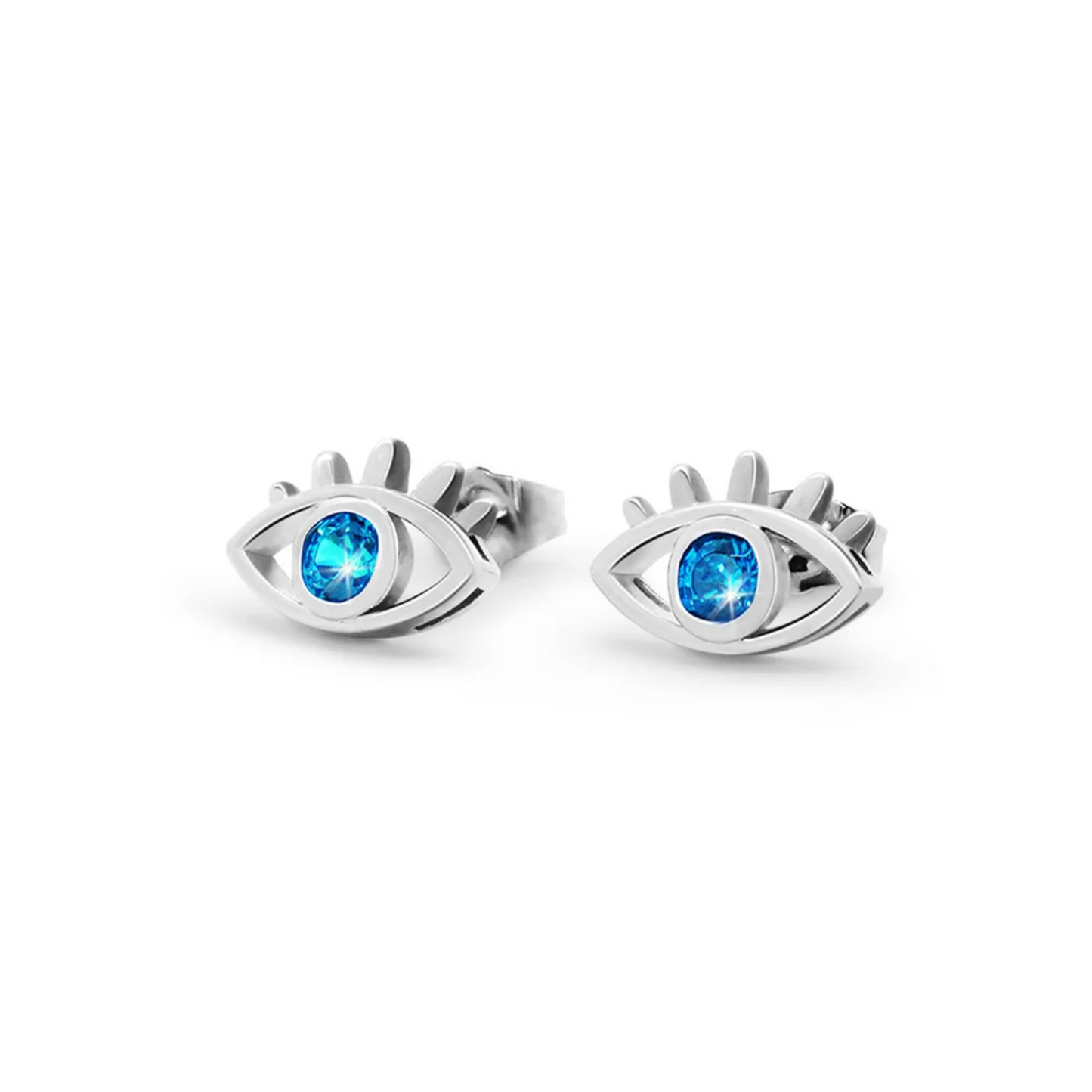 Personalized Birthstone Evil Eye Stud Earrings