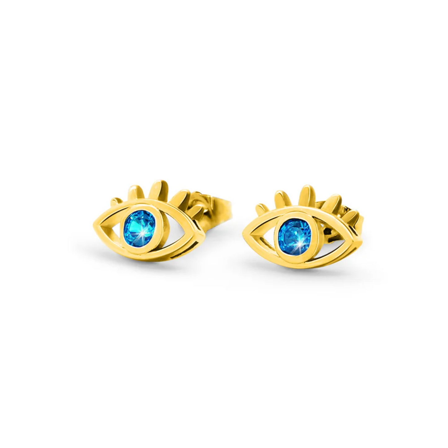 Personalized Birthstone Evil Eye Stud Earrings