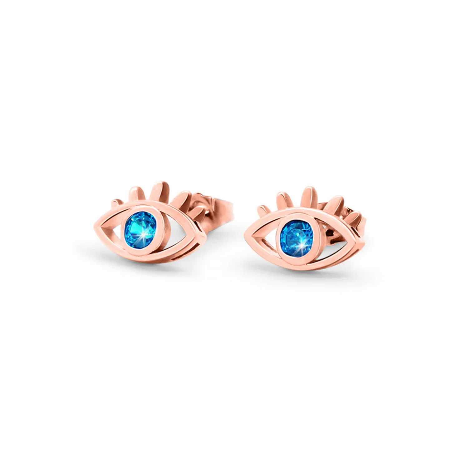 Personalized Birthstone Evil Eye Stud Earrings