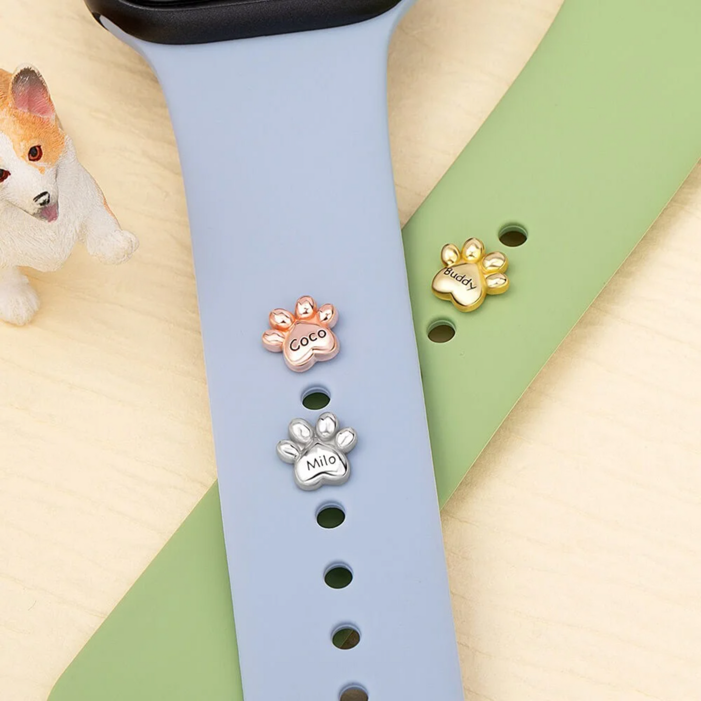 Personalized Bubble Pet Paw Print Watch Band Charm