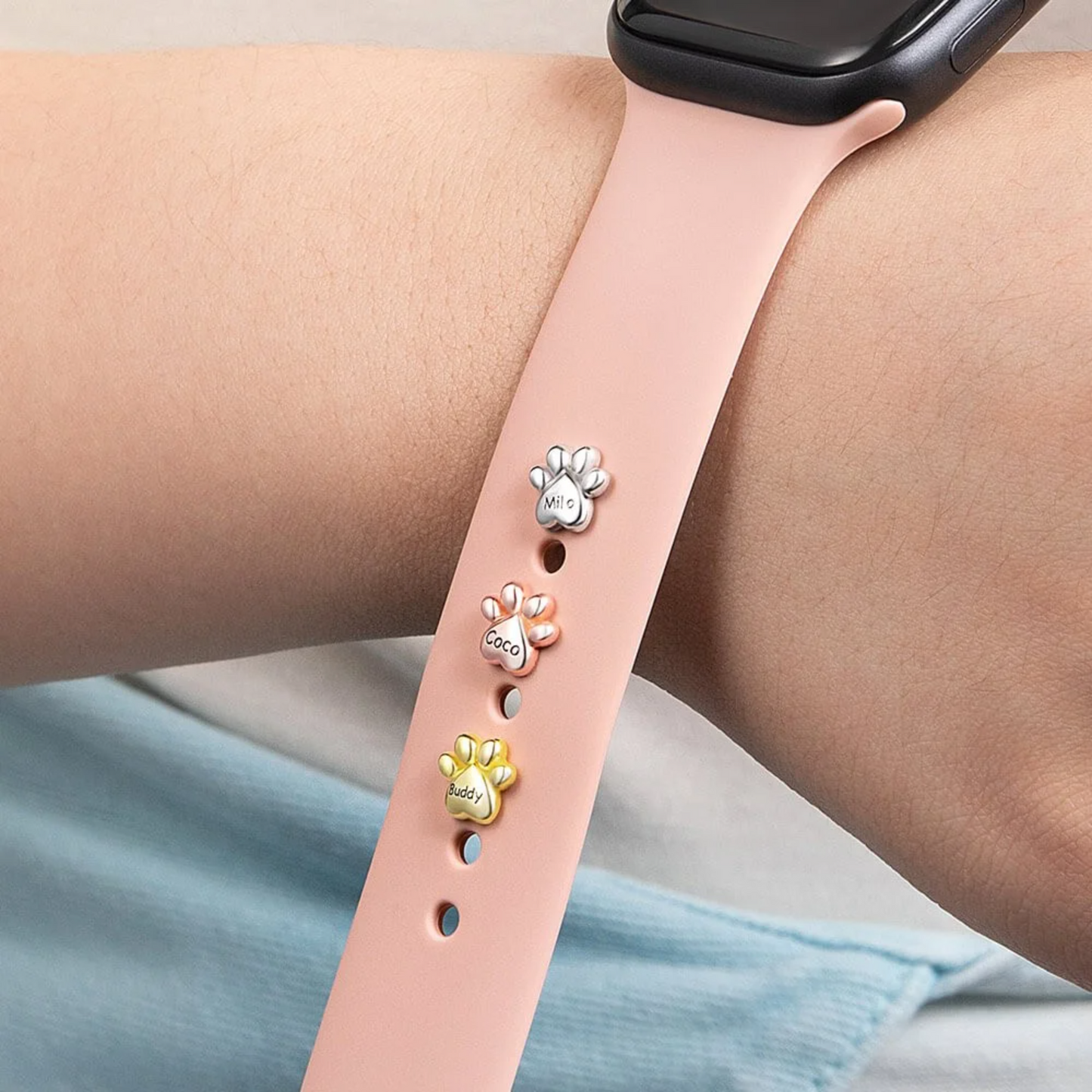 Personalized Bubble Pet Paw Print Watch Band Charm