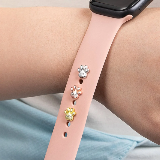 Personalized Bubble Pet Paw Print Watch Band Charm