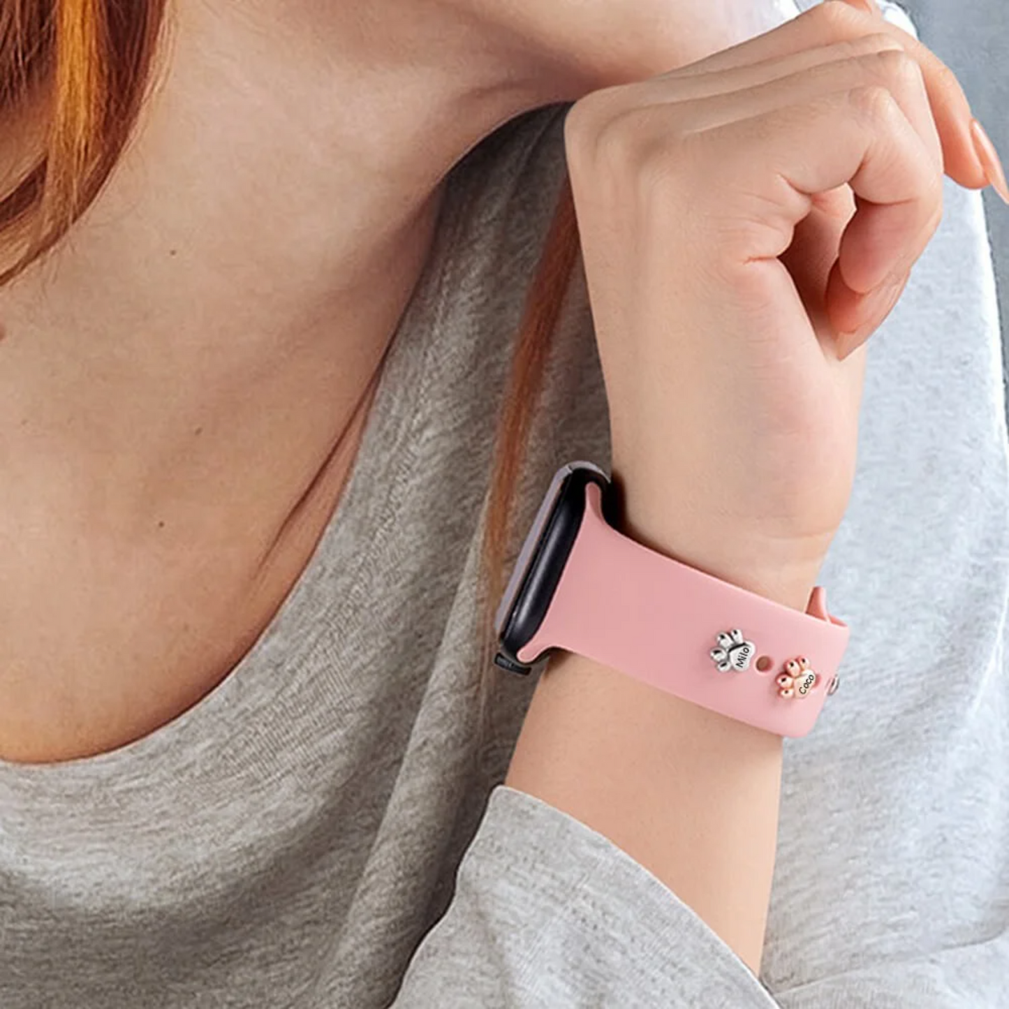 Personalized Bubble Pet Paw Print Watch Band Charm