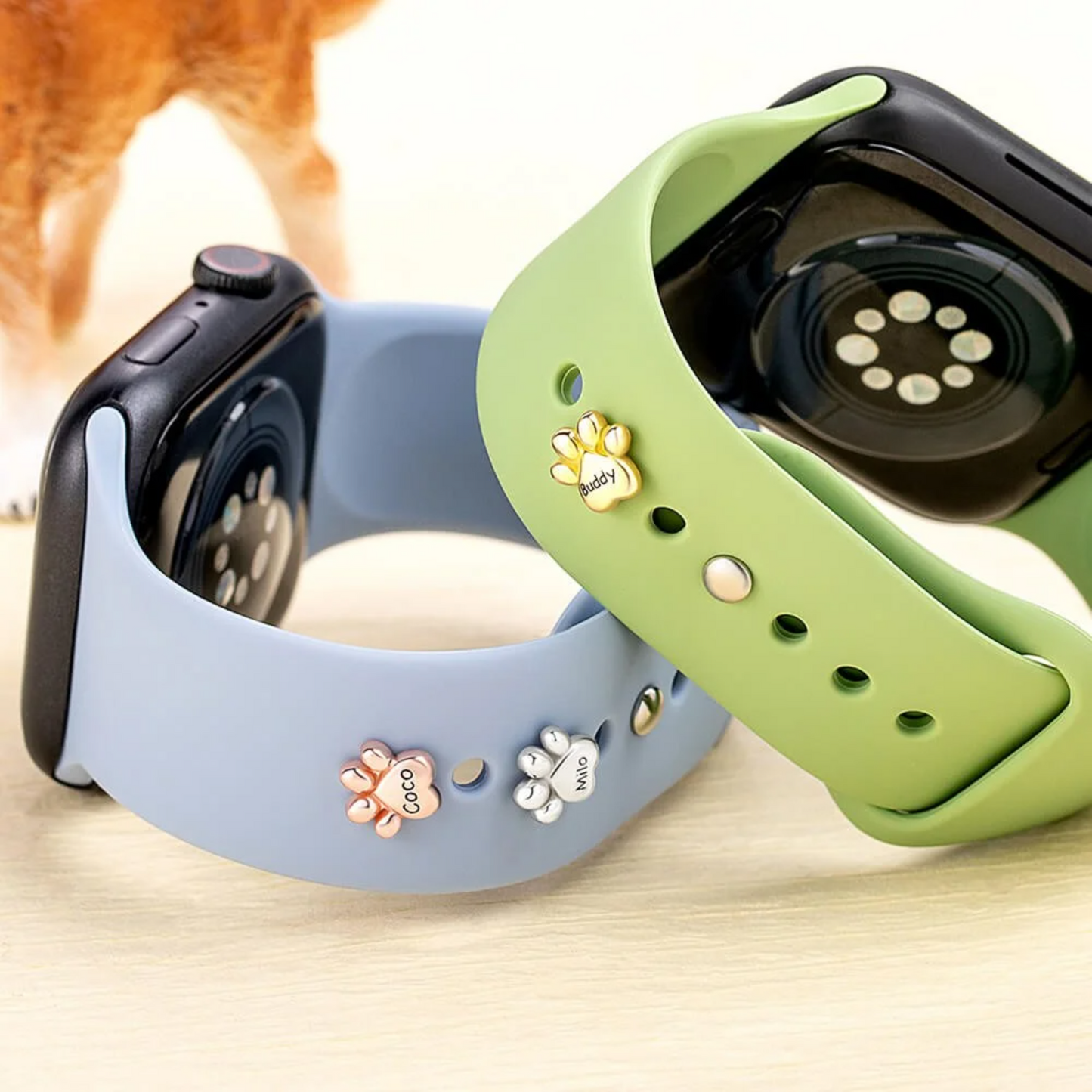 Personalized Bubble Pet Paw Print Watch Band Charm